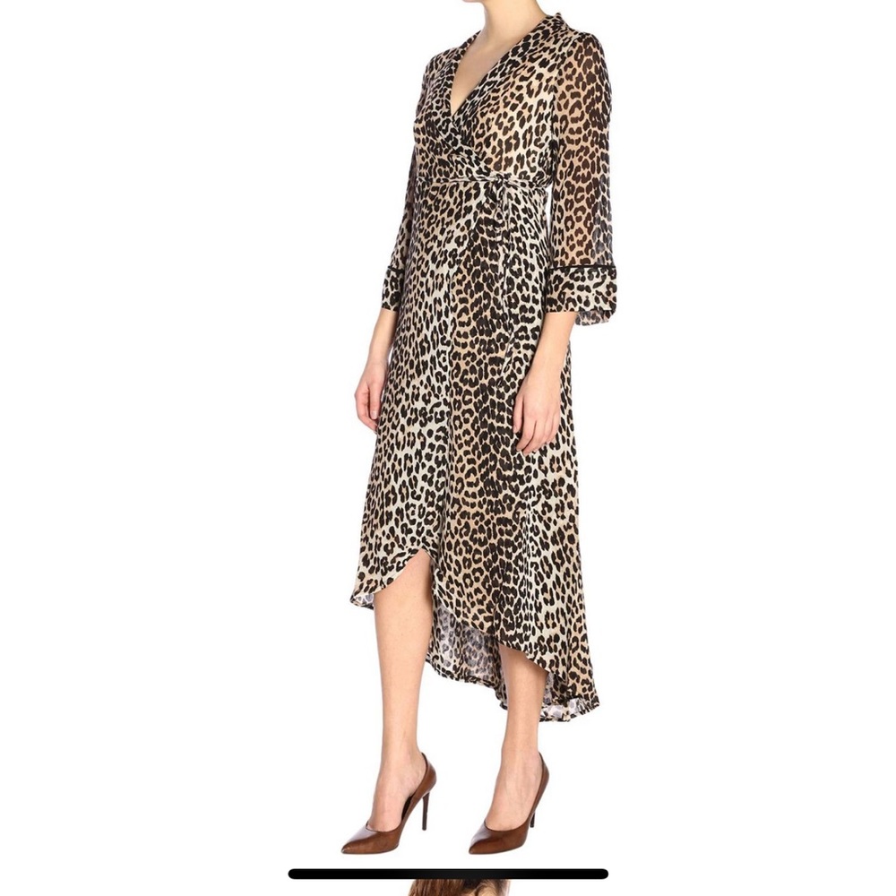 Ganni leopard wrap dress - Picture 2 of 4